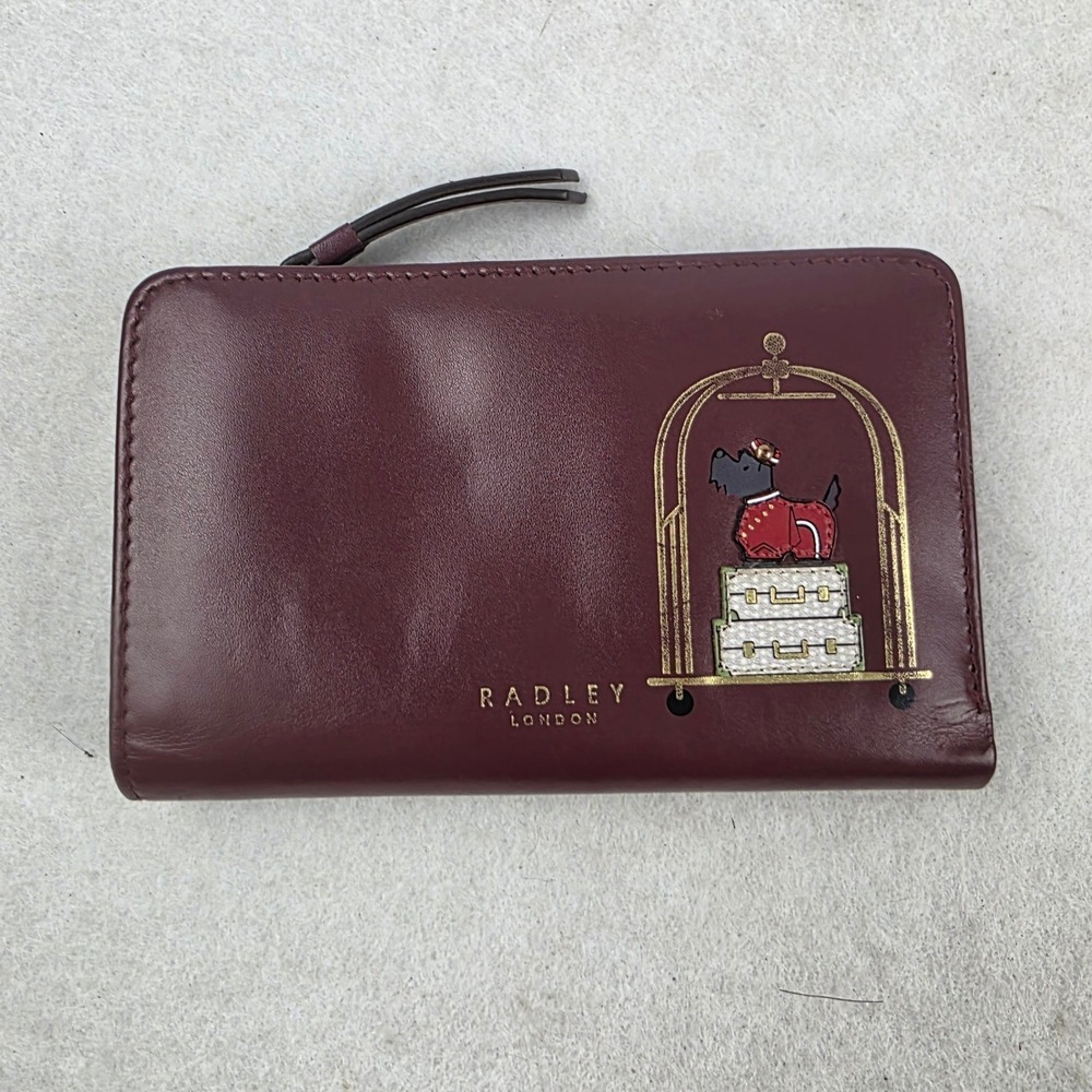 Radley London Burgundy Leather Scottie Dog Bellhop Bifold Wallet